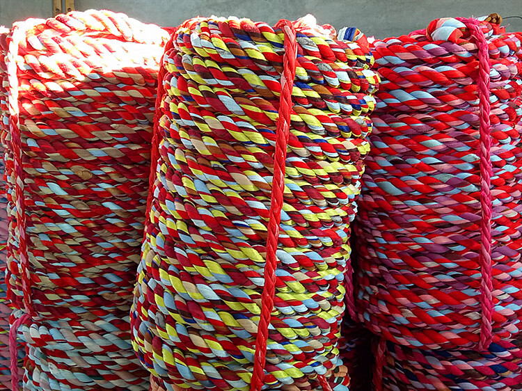 彩色绳花布绳 布条绳 捆绑绳 加粗布绳 拔河绳绳子手工布绳 30毫米8元