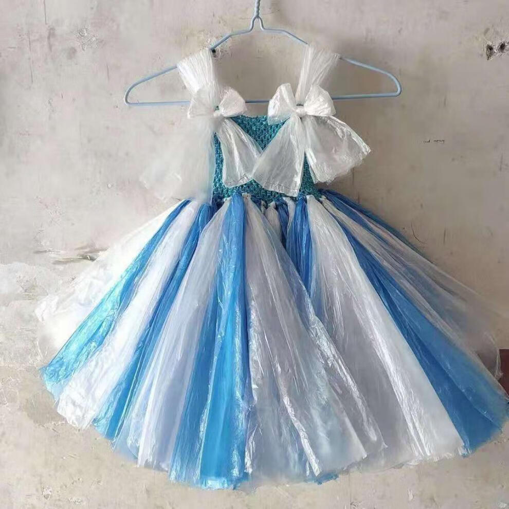 服装9岁女童舞台环保时装秀8-12岁中小学生走秀衣服儿童幼儿园手工diy