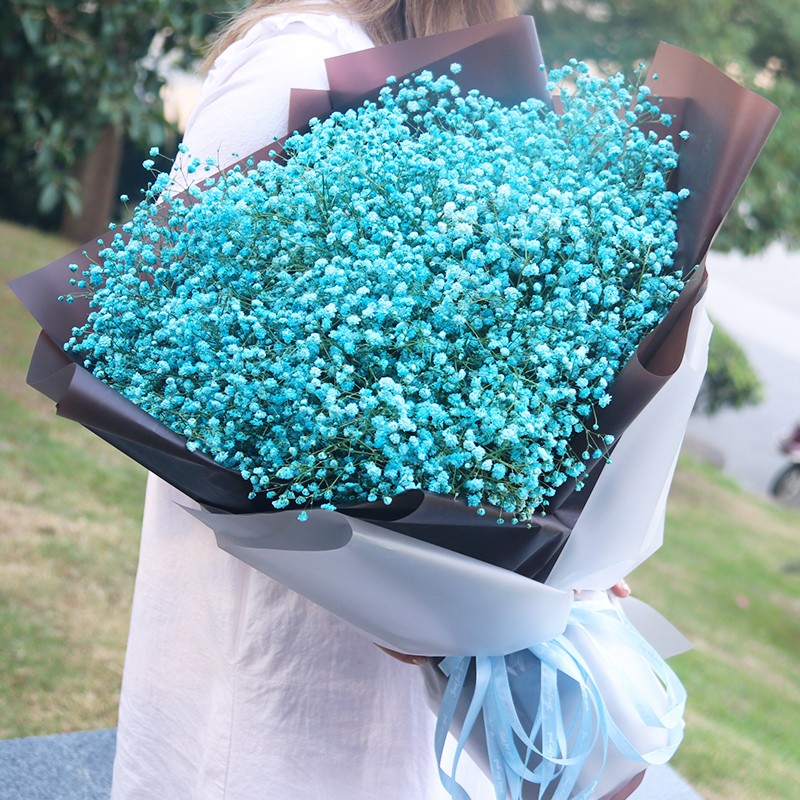 鲜花礼盒花束送闺蜜朋友老婆生日礼物全国花店同城送花蓝色满天星皇冠