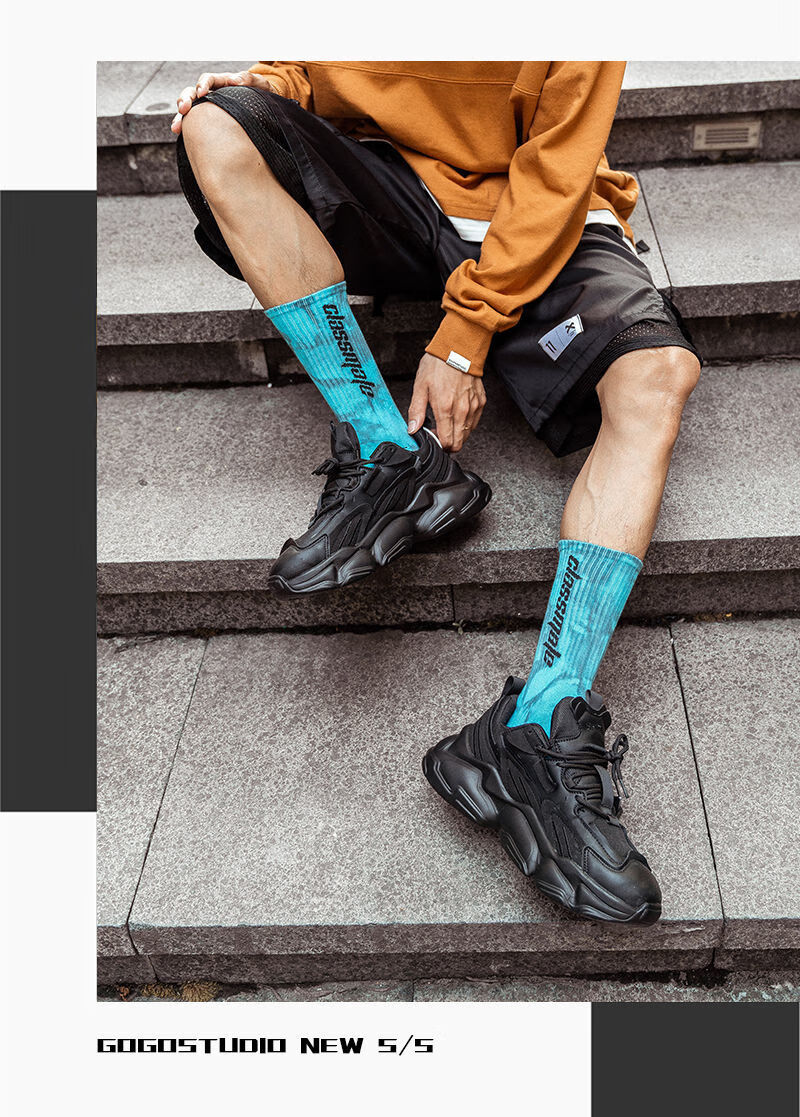 袜子扎染袜子男中筒ins潮牌椰子yeezy500侃爷aj搭配运动篮球春季长袜