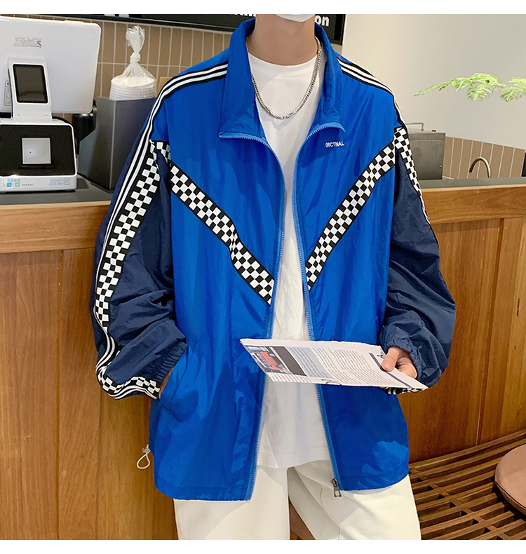 clawmoney棋盘格防晒衣男夏季潮牌港风外套宽松薄款大码防晒服白色m