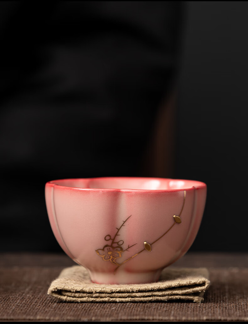 德化猪油冻主人杯官唐锔钉猪油冻功夫茶杯主人杯陶瓷中国红品茗杯开片