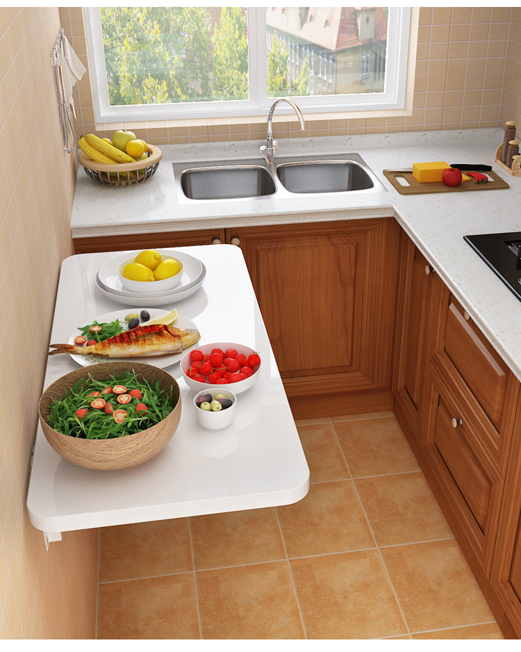 美帝伯爵壁挂折叠桌餐桌家用小户型挂墙桌连壁桌厨房操作台隐形墙上