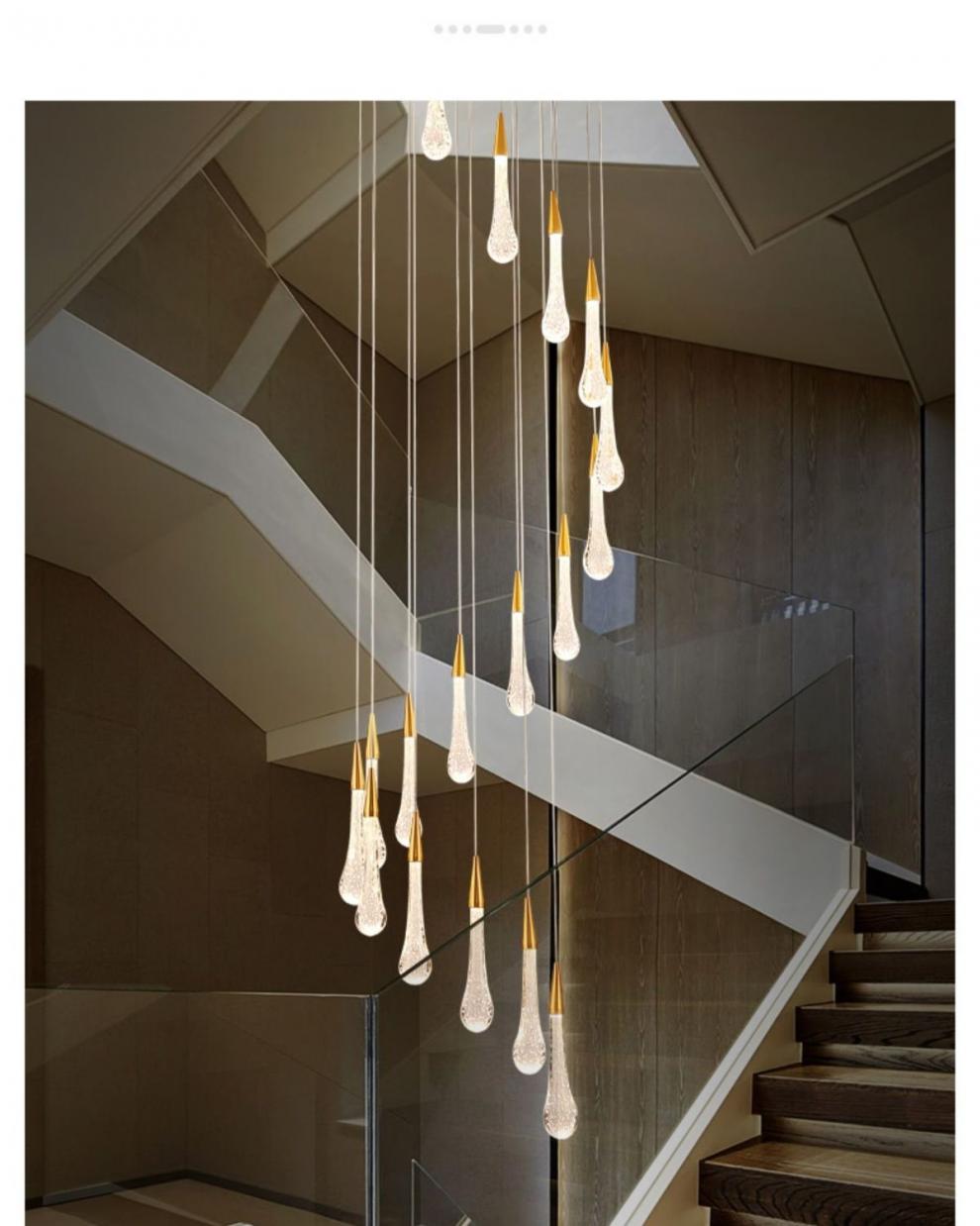 卢登曼复式楼旋转楼梯灯现代简约水滴客厅灯具北欧创意个性别墅轻奢
