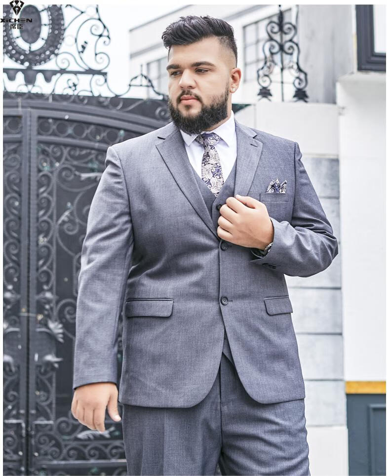 席臣加大码休闲西装套装男胖子肥佬加肥加大宽松版商务正装西服套装男