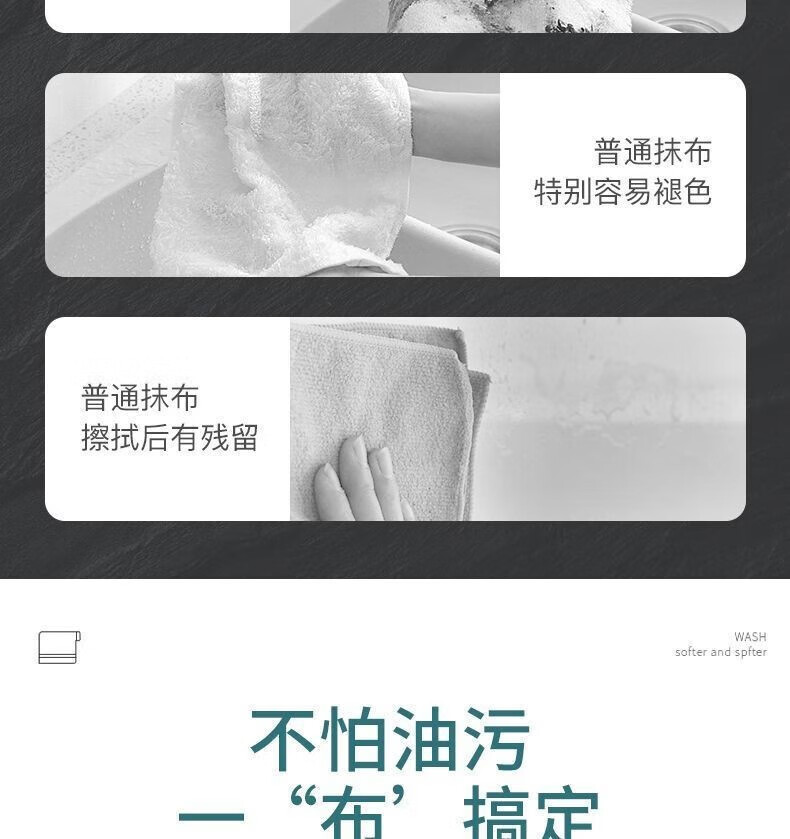 灰妮子其他美妆工具维抹布去油洗碗布不沾油不掉毛吸水加厚百洁布 10条