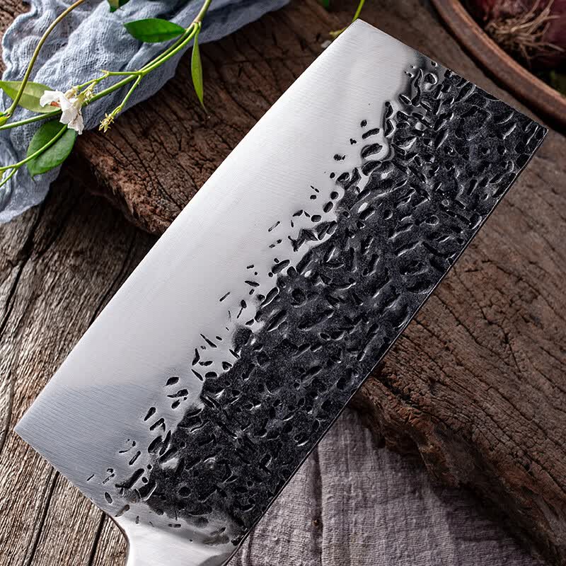 龙泉锻打锤纹高碳钢菜刀家用剁鸡鸭鱼刀锋利切肉片刀厨房斩切两用刀具
