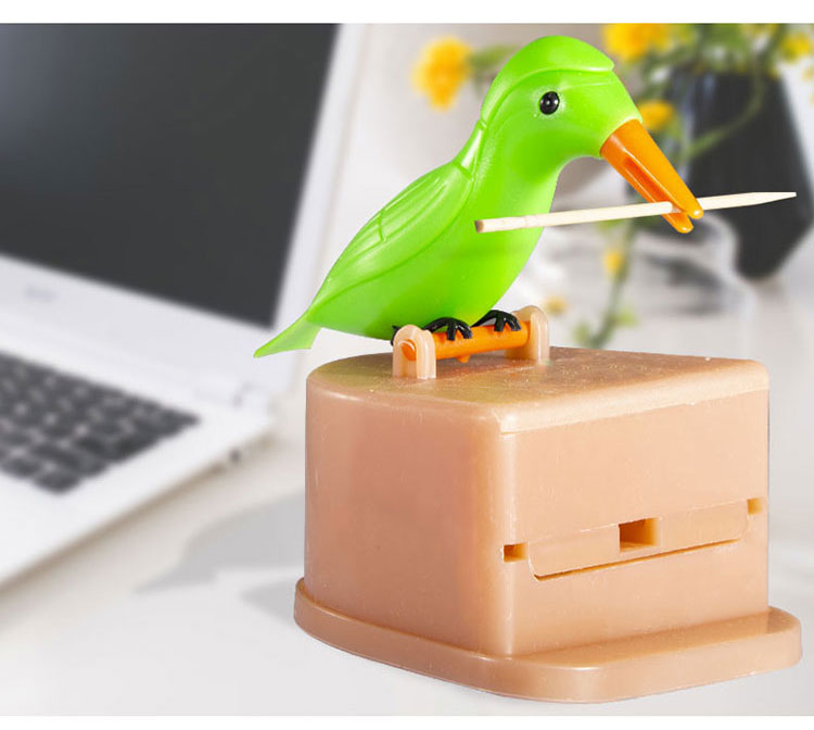 全自动小鸟牙签盒抖音创意智能按压小鸟牙签盒手压自动牙签筒收纳盒