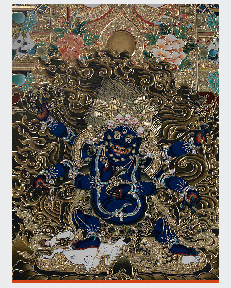 铜师傅太铜 手工錾刻 铜雕画《唐卡黑金款五方文殊菩萨》限售33幅