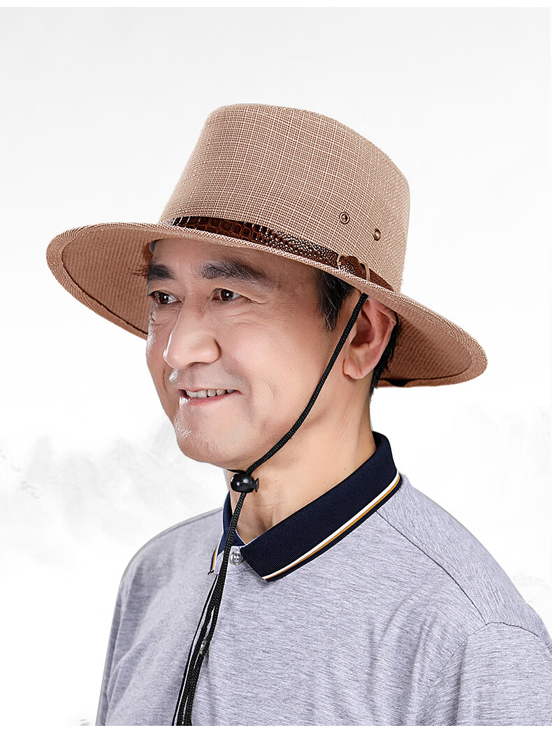 啄木鸟中老年人爸爸帽子男夏季草帽防晒遮阳透气百搭渔夫帽春秋爷爷