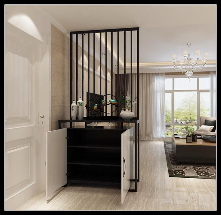 隔断柜玄关柜简约镂空鞋柜端景台储物柜实木家具1.2米1.5米 1.