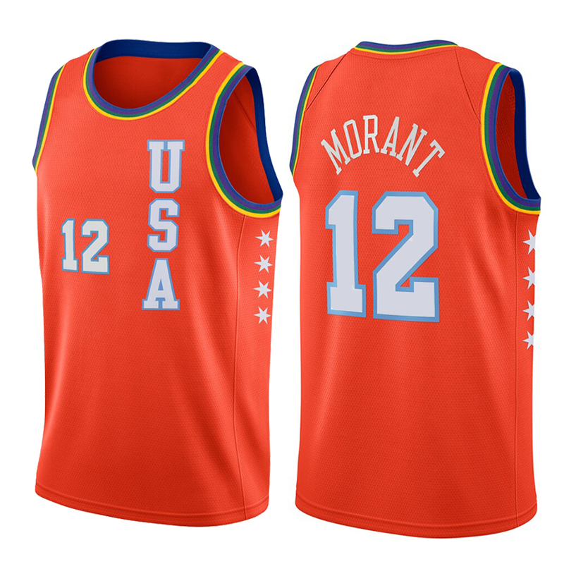 滕讯体育nba全明星2020全新秀赛球迷版球衣男东契奇紫色球衣莫兰特球