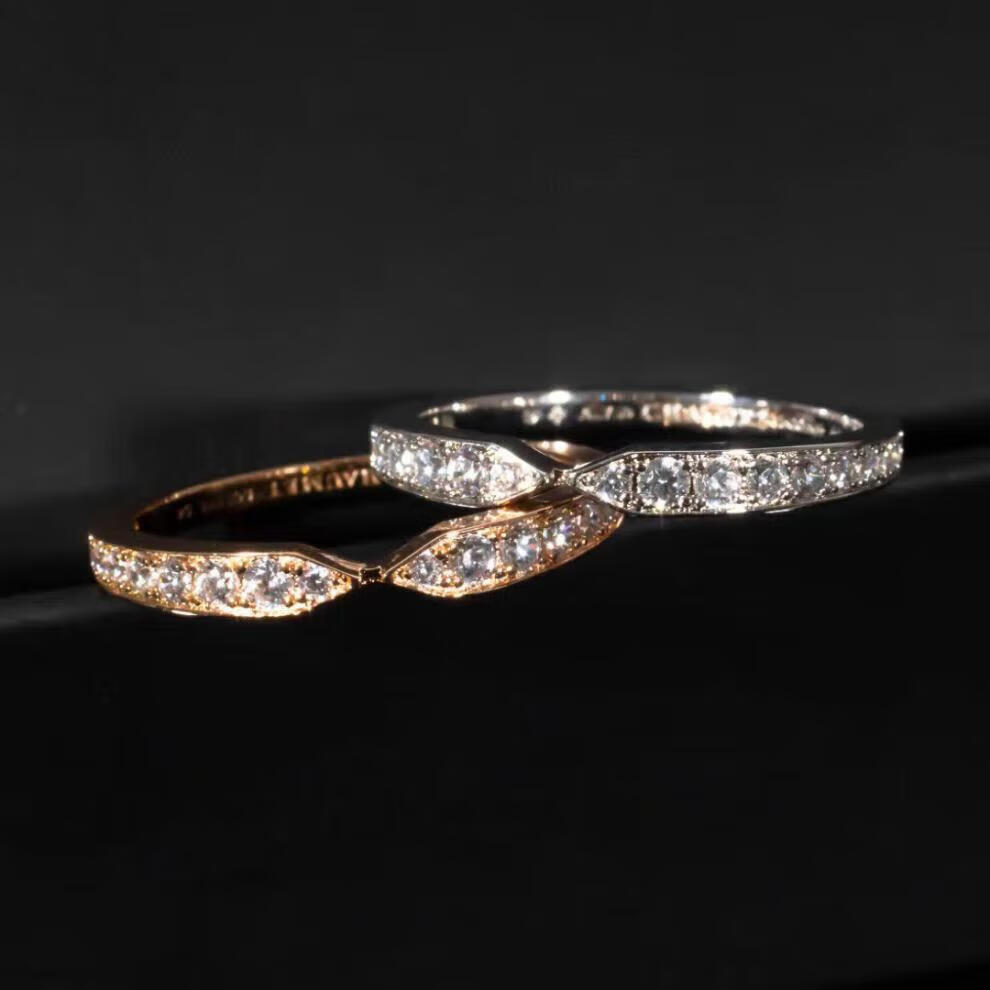 尚美对戒 plume戒指女v金高版镀金银质满钻v形男女婚戒轻奢情侣对戒