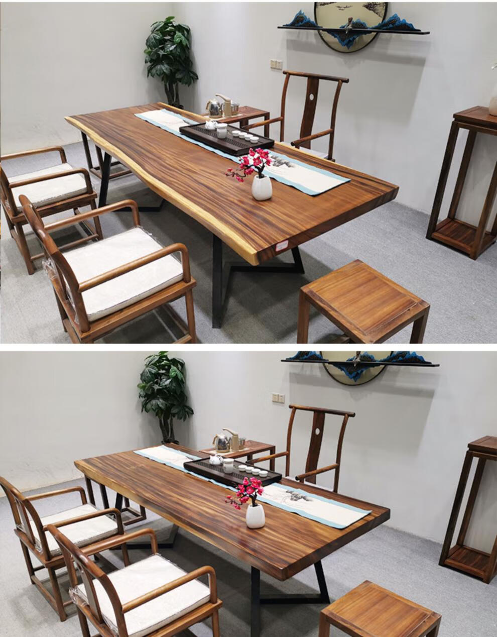 navcon茶桌实木大板桌大板茶桌巴花实木原木巴西木茶台办公桌奥坎餐桌