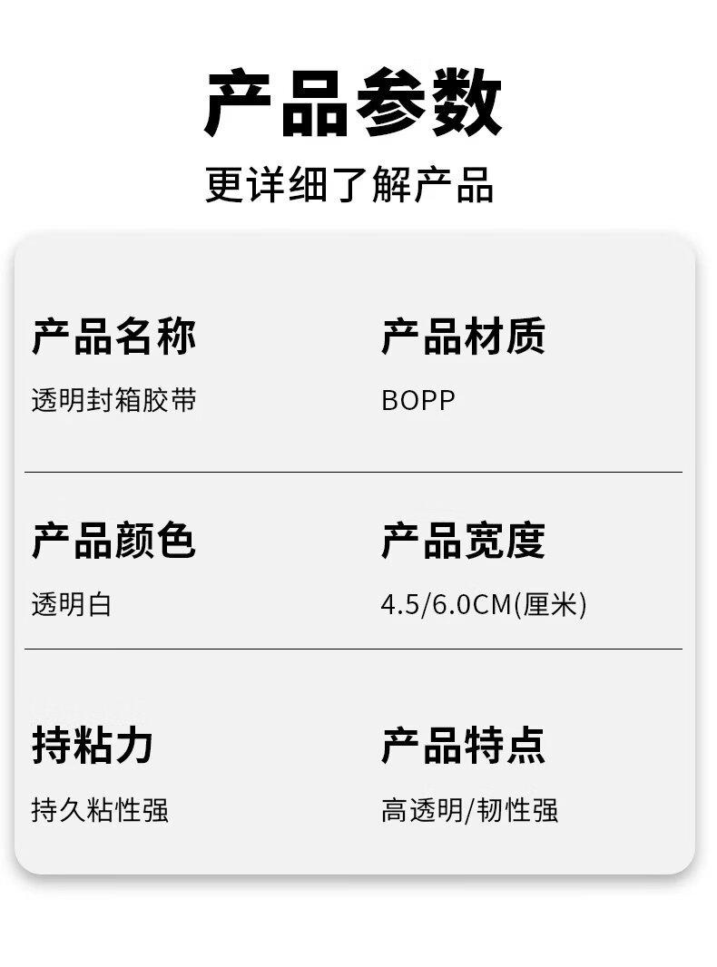 2，【現發】大卷封箱透明膠帶車間快遞打包大號加厚封口膠辦公室不易斷加寬超長膠佈工廠高粘度封箱膠帶 【高粘透明白】寬60mm*長100m