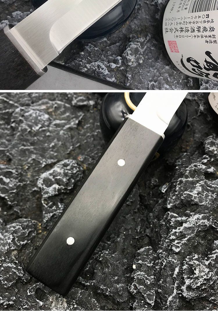 日式菊田水果刀d2钢高硬度户外武士短刀一体钢水果刀野外求生小刀佩木