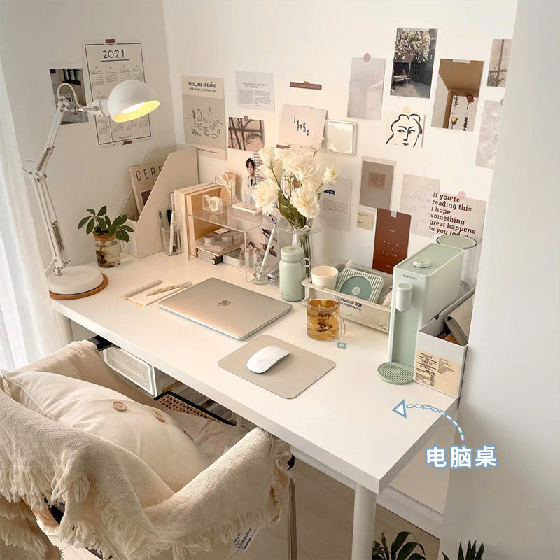 电脑桌利蒙桌子女生卧室简约简易化妆桌ins学习桌 25mm-白色桌面-电脑