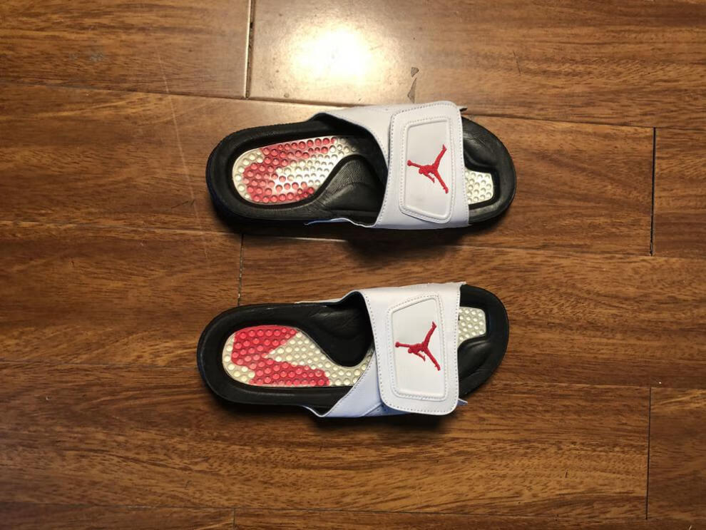 原盒库存aj5按摩底男子运动拖鞋聨名同款 黑色红边 43【图片 价格