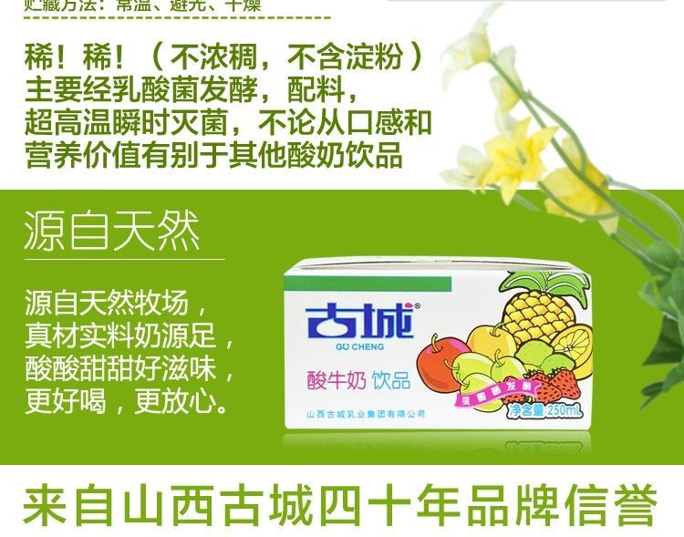 5折 山西特产 古城酸奶 酸牛奶 整箱250ml/盒装 乳酸菌发酵 乳制含乳