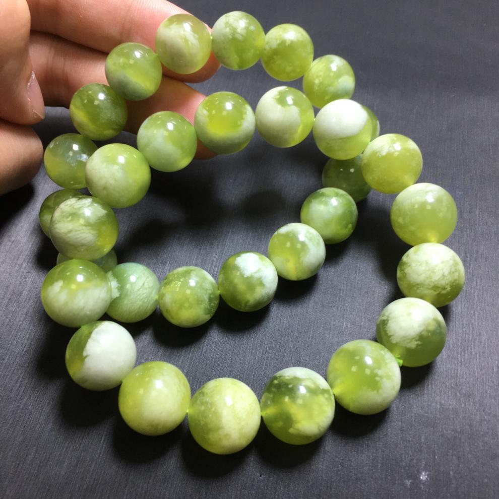 珍永远岫玉青提奶盖手链男女款冰透亮岫岩玉单圈手串女饰品礼物中秋