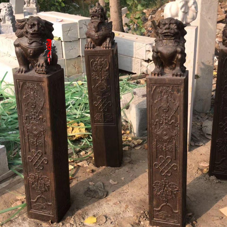 京石云拴马桩石雕仿古做旧汉白玉青石狮子麒麟貔貅四神兽拴马柱