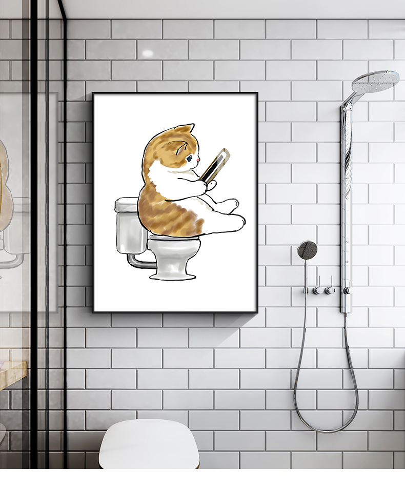 辉客映上卫生间装饰画现代简约浴室厕所挂画免打孔洗手间日式猫咪宠物