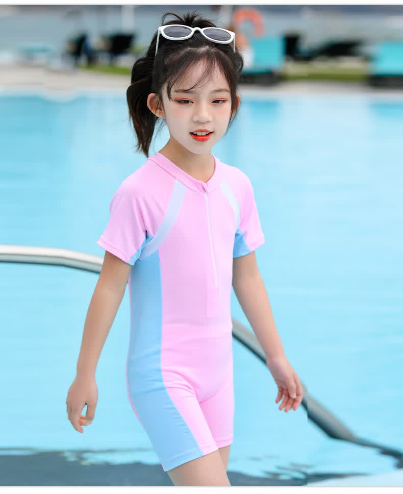 迪士尼儿童泳衣女童连体裙式游女孩运动款连体裙式平角女童洋气2-11岁