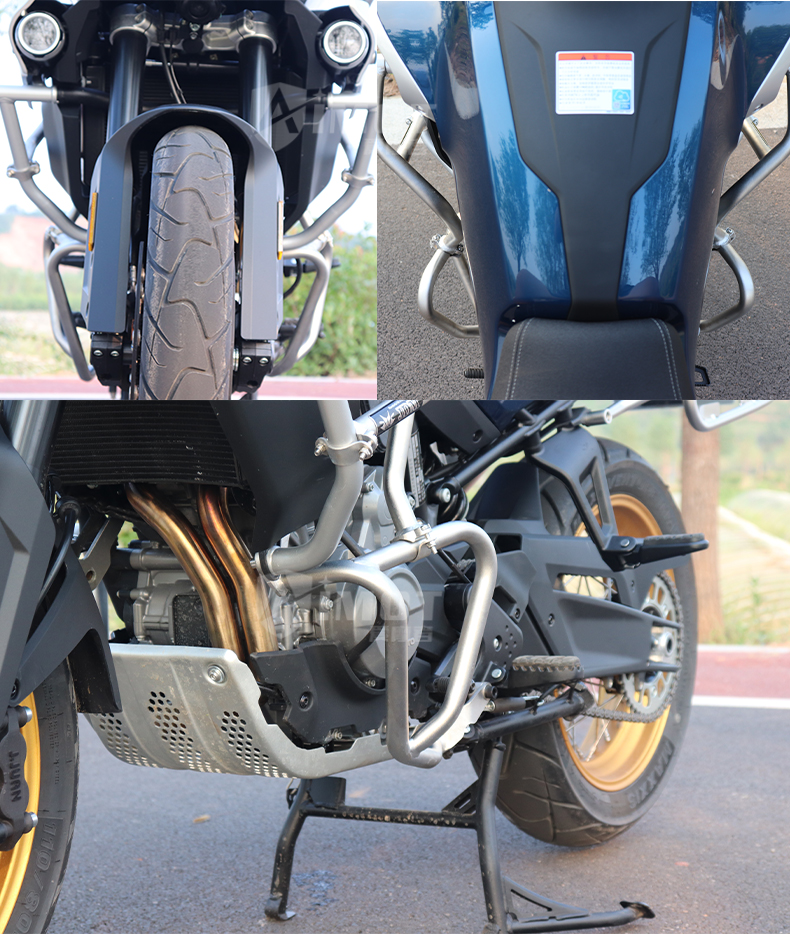 适用春风800mt不锈钢保险杠全包围护杠防摔杠铝合金三箱边箱尾箱黑色