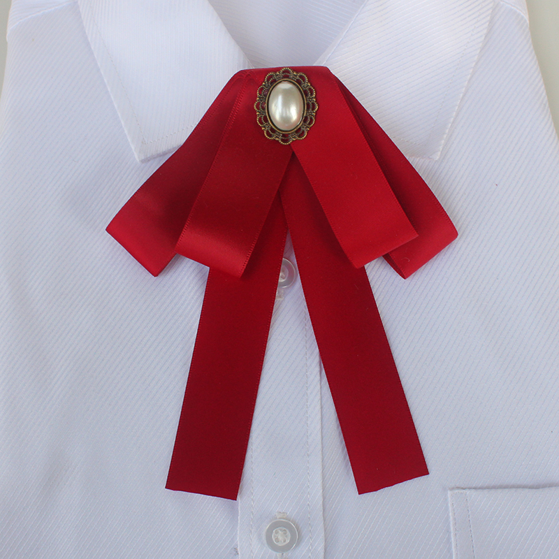 日韩职业女士领花领结女生制服领花银行酒店演出红黑蓝蝴蝶结 灰钻