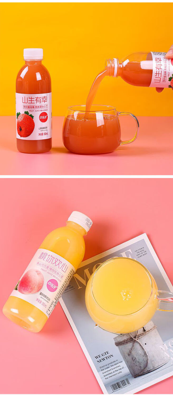 果汁饮料果味饮品整箱批发夏季瓶装水解渴桃汁山楂汁草莓汁 芒里偷闲