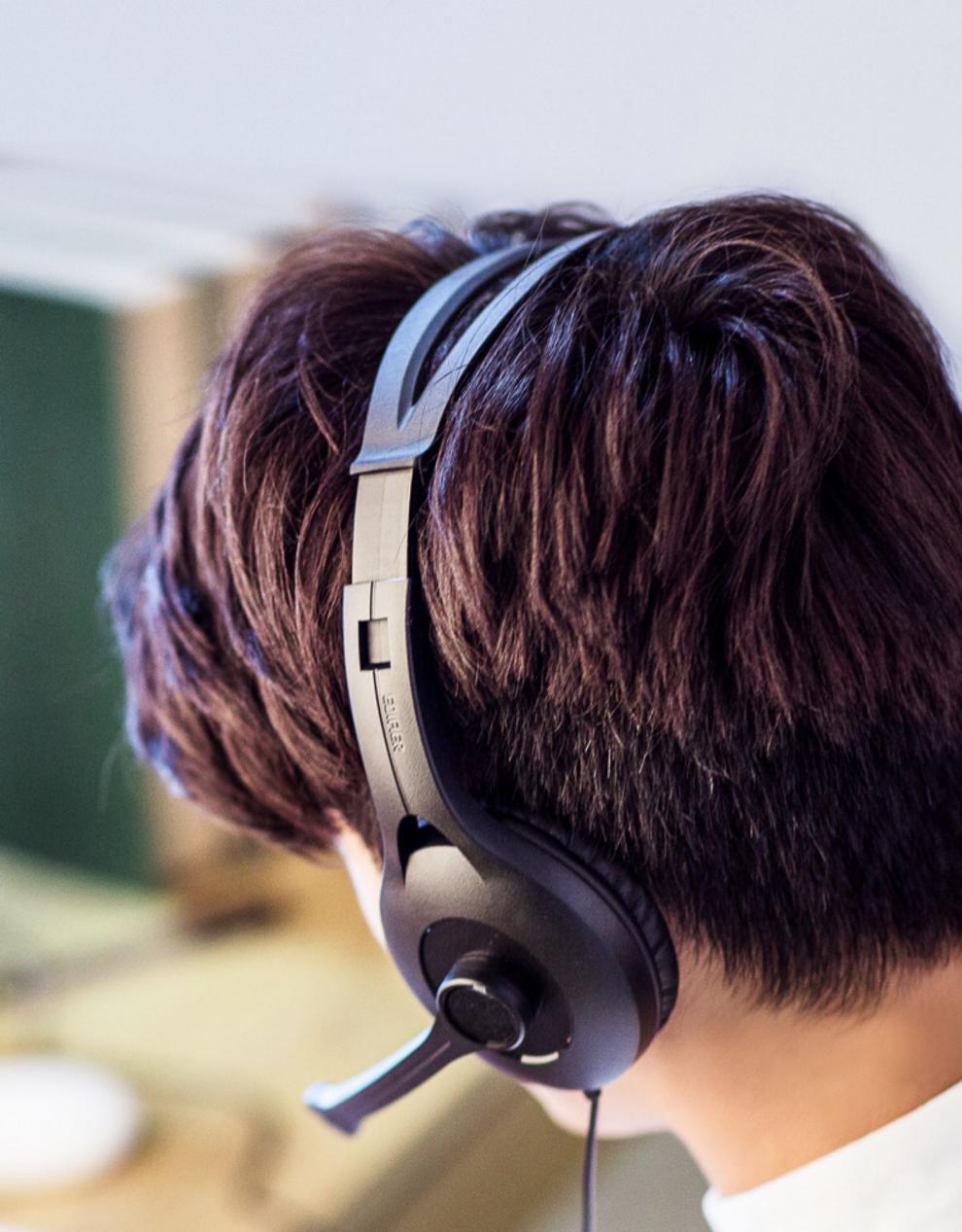 漫步者edifierusbk800学习网课耳机头戴式耳麦儿童学生听课英语黑色