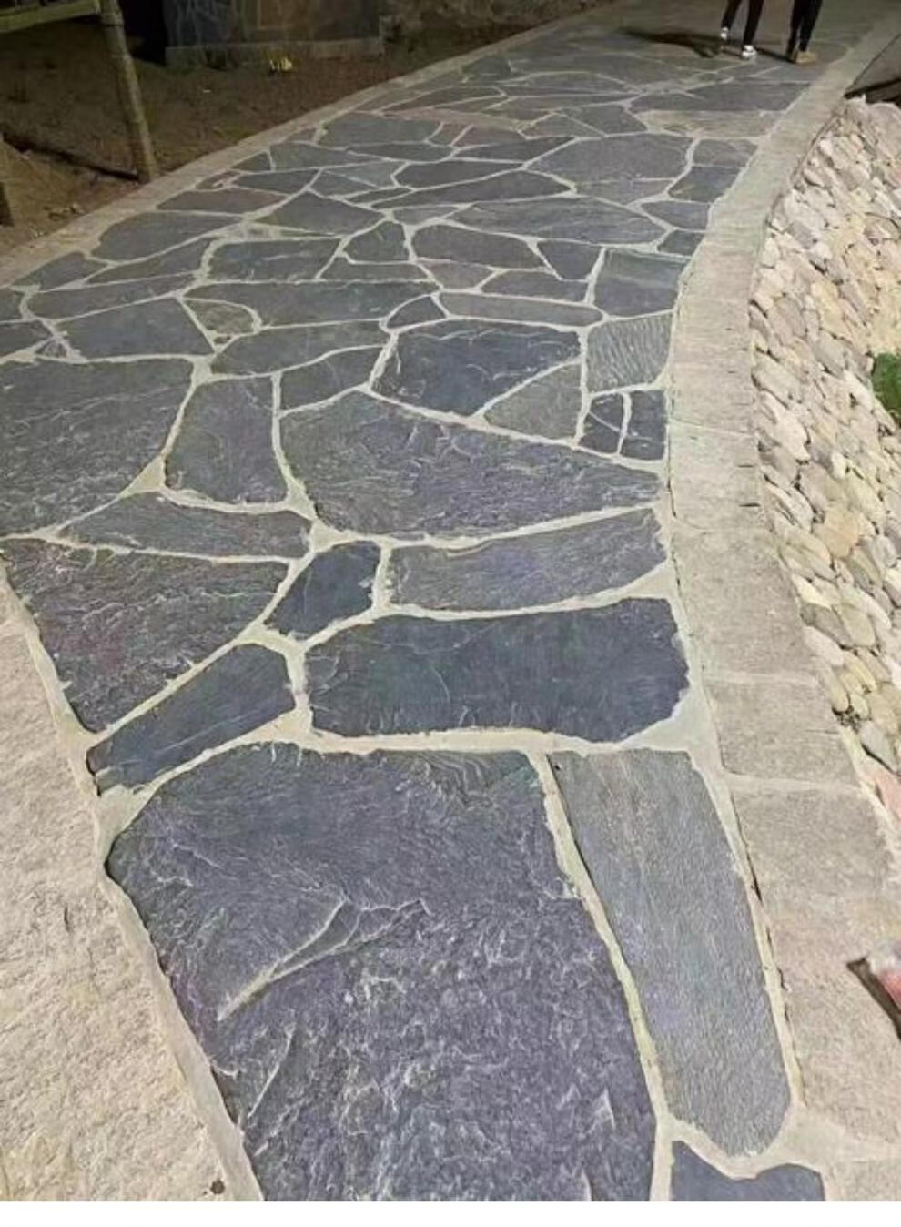青石板庭院石材 青石板不规则碎片石庭院地砖自铺室外院子碎拼铺路石