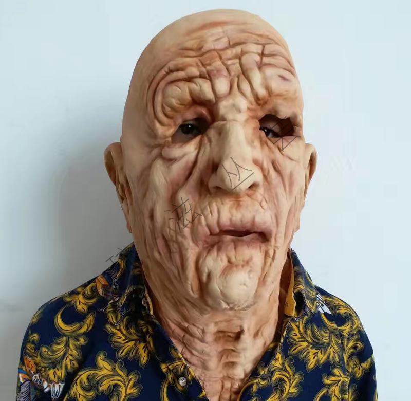 琉滋圣节cos仿真孟婆老太太老婆婆面具恐怖巫婆老头表演出装扮头套