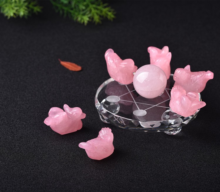 【优选好物】粉晶鸳鸯摆件粉水晶鸳鸯摆件一对粉晶摆设送礼客厅卧室