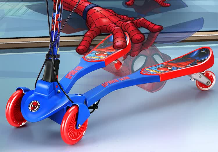 京选优品disney迪士尼蛙式滑板车儿童四轮剪刀车610岁大童防侧翻可