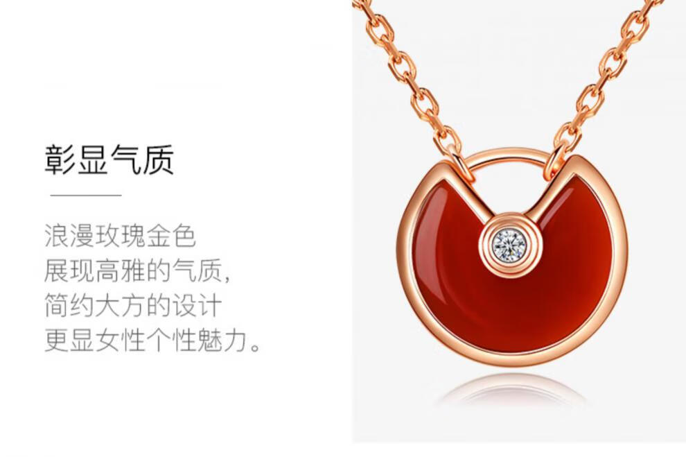 ck施华洛世奇锆s护身符项链白贝母红玛瑙孔雀石平安符女款锁骨链圆形