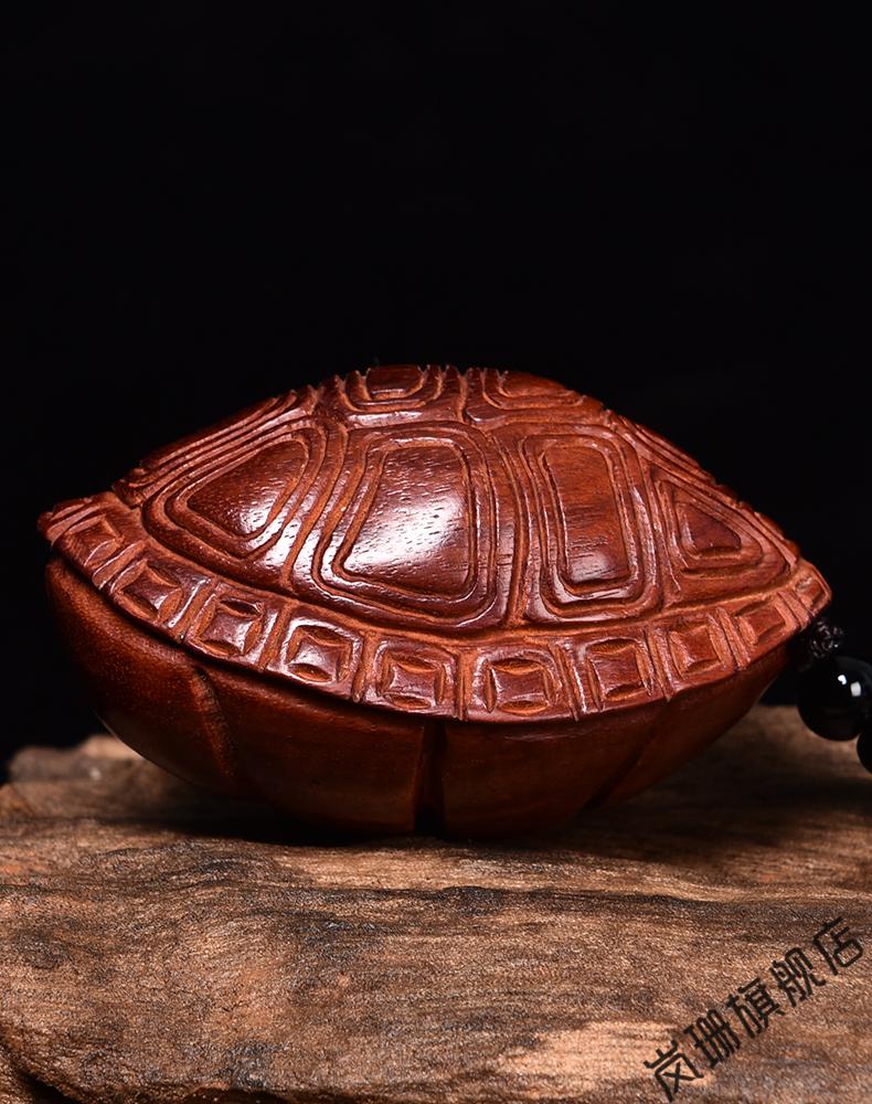 岚珊小叶紫檀血檀木雕龟背富甲天下把玩件 龟甲乌龟壳挂件手把件 j款