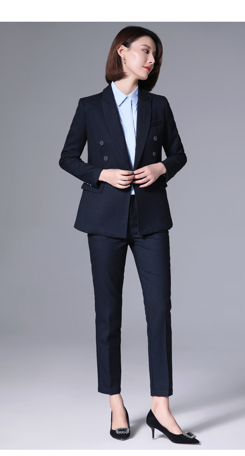 西服套装女时尚气质商务正装秋新款职业装西装工作服黑蓝色外套裤子s