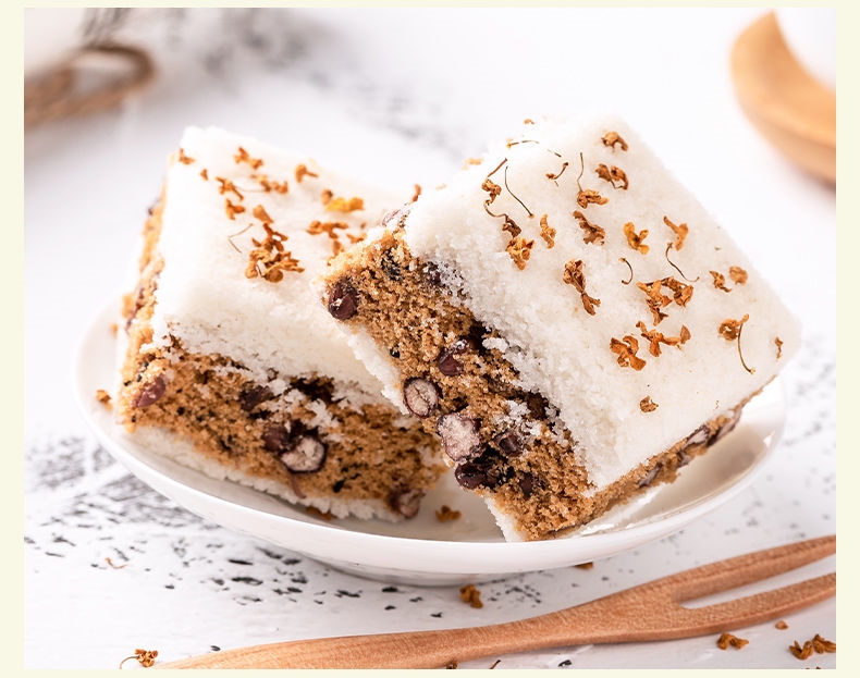 温州特产传统手工桂花糕糯米糕点网红孕妇零食 红豆桂花糕250克【图片