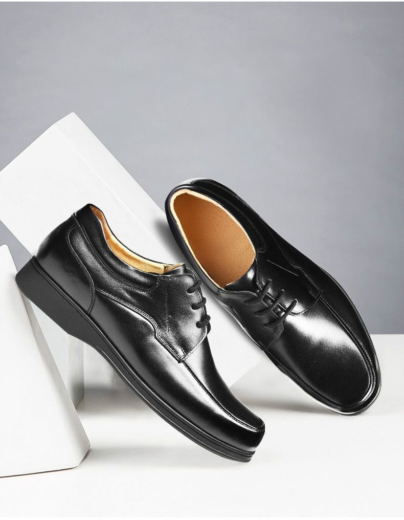 制式皮鞋男女款正装低帮休闲透气保安皮鞋职业制式办公室皮鞋 黑色男