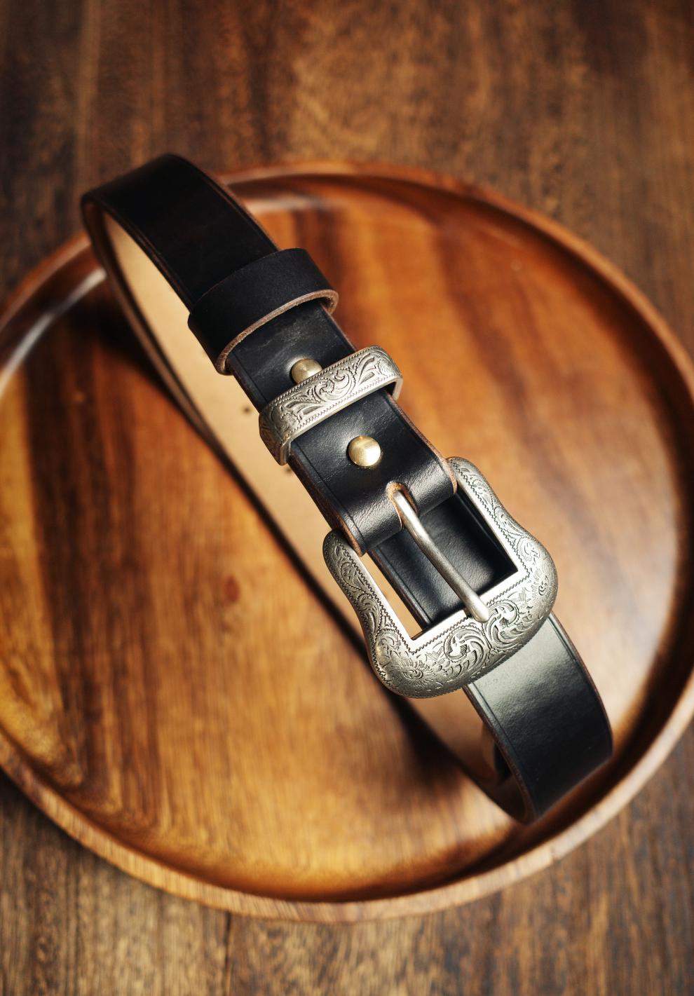 升级款 西部牛仔腰带美国霍尔文3cm美式复古骑兵三件套皮带绅士西部