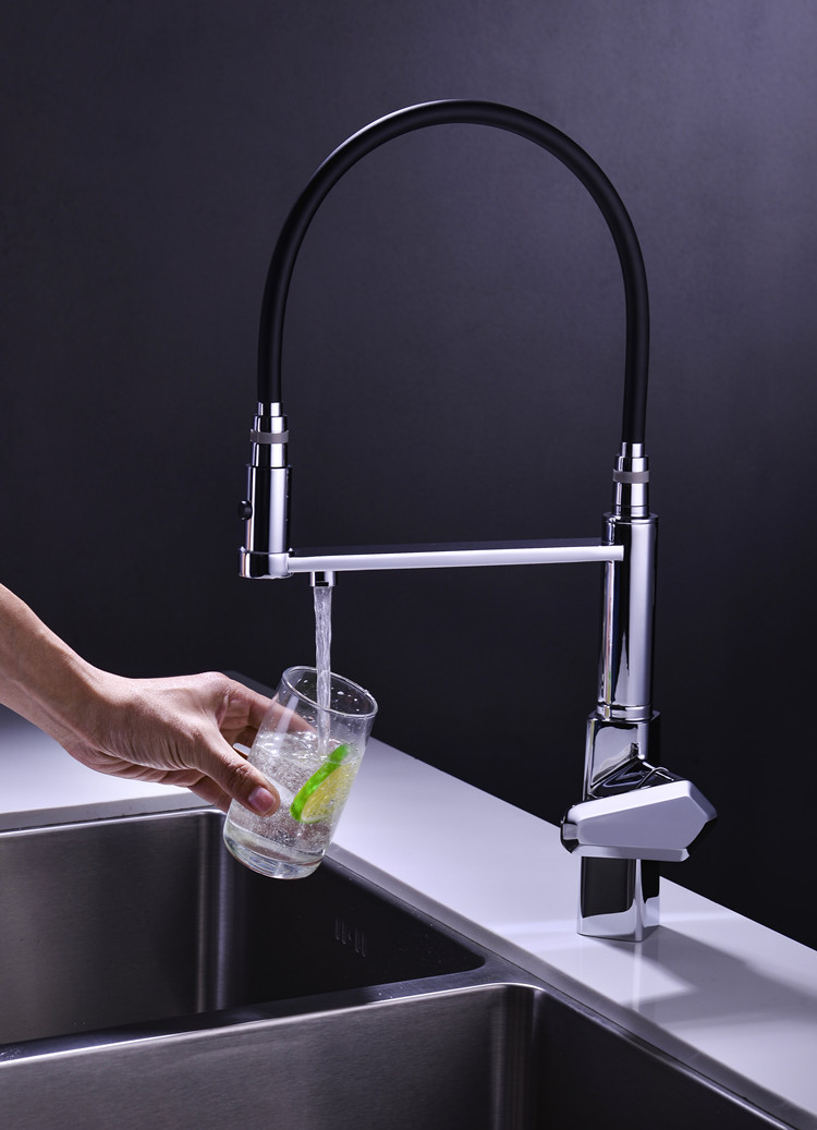 德国当代水龙头 德国当代灰色三合一厨房龙头冷热全铜净水器抽拉式洗