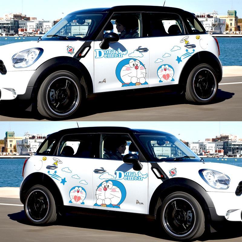 适用于实习车贴划痕遮挡反光贴 哆啦a梦汽车贴纸机器猫可爱卡通动漫