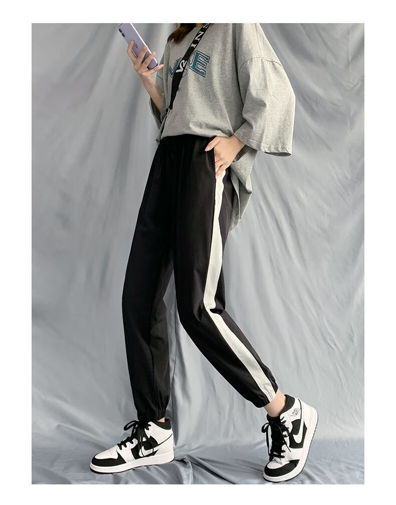 束脚裤女春秋冰丝运动裤女夏季薄款宽松休闲卫裤子2022新款春秋哈伦裤