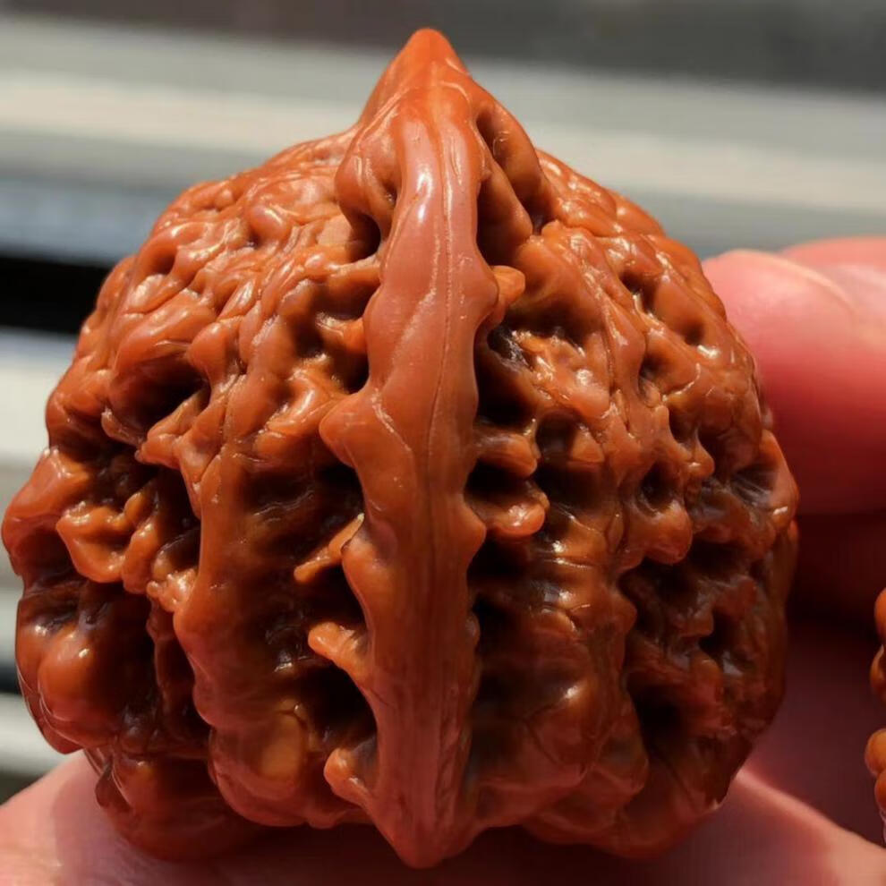 文玩核桃 机刷包浆玉化核桃大官帽核桃 麒麟纹王勇官帽 把玩核桃 轻微