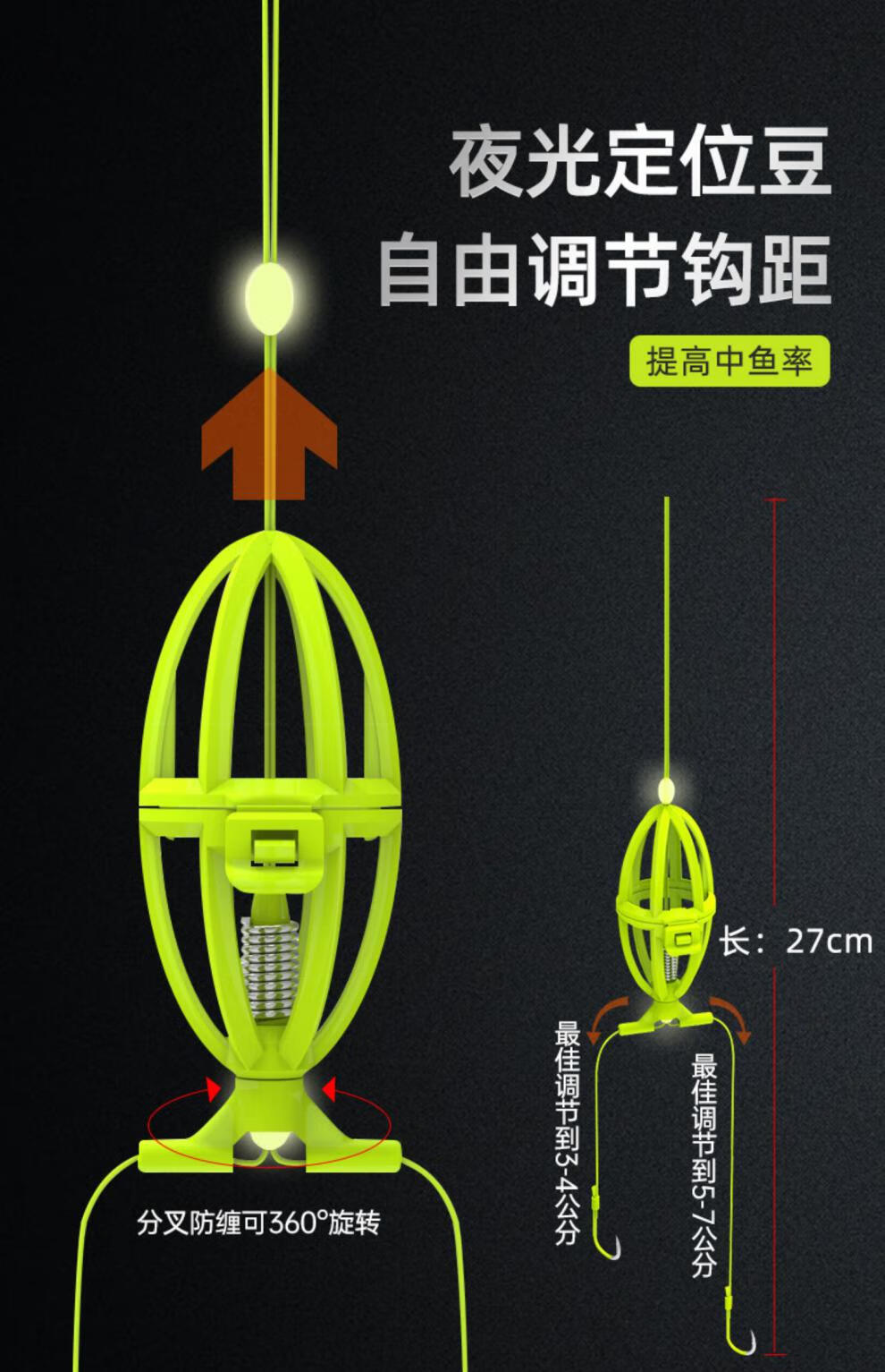 链镛钓组浮钓饵笼专用新型弹簧鱼钩双钩手竿绑好白鲢海竿套装 伊势尼
