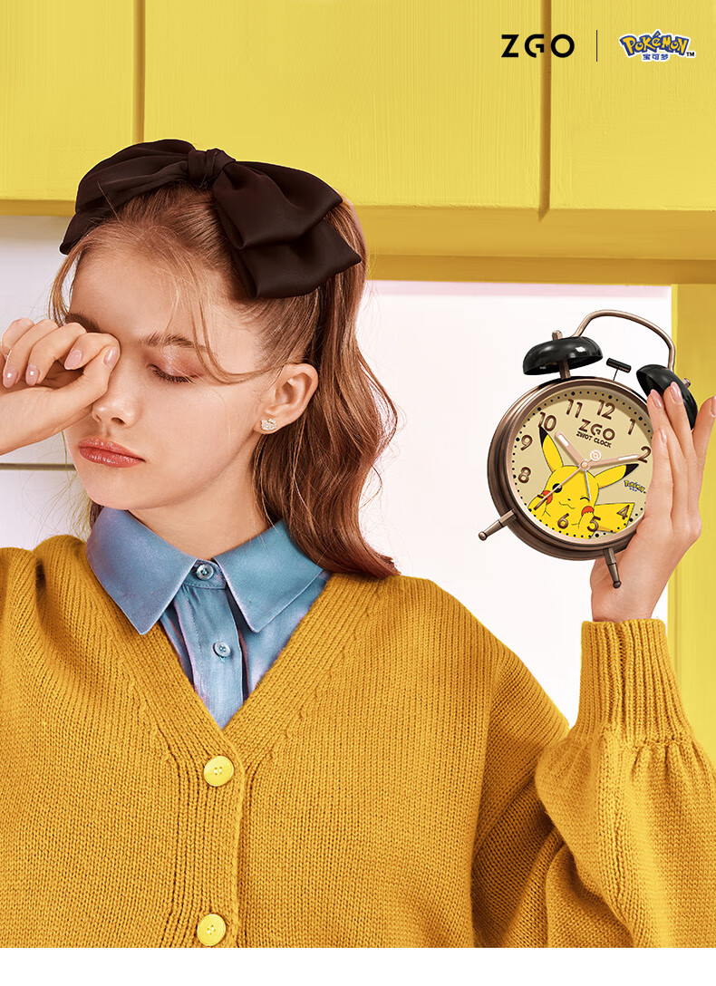 宝可梦皮卡丘小闹钟儿童女学生专用男孩卧室时钟起床强力叫醒0031凯蒂