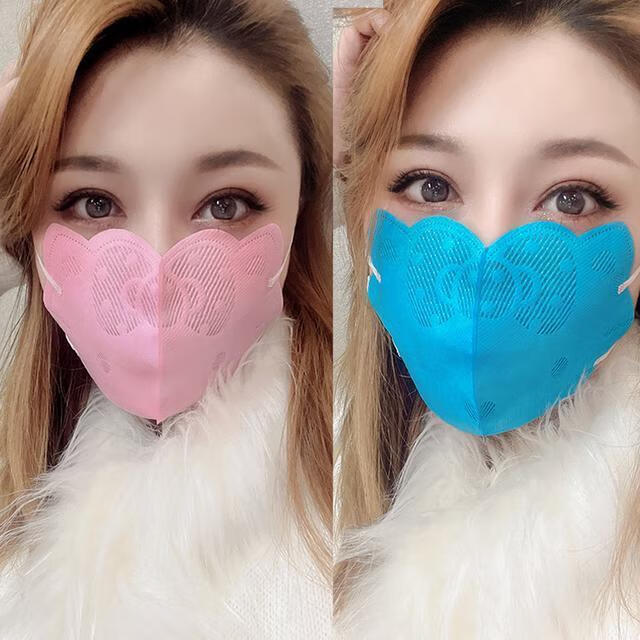 小猫3d立体口罩高颜值少女时尚成人蝴蝶口罩 成人-粉色 蓝色-混发 20