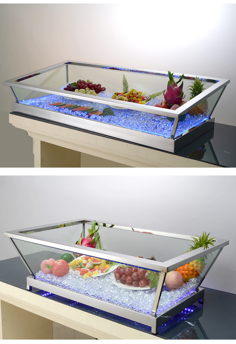 刺身盘不锈钢自助餐海鲜饮料冰槽展示台酒店三文鱼鱼生刺身盘冰盘大