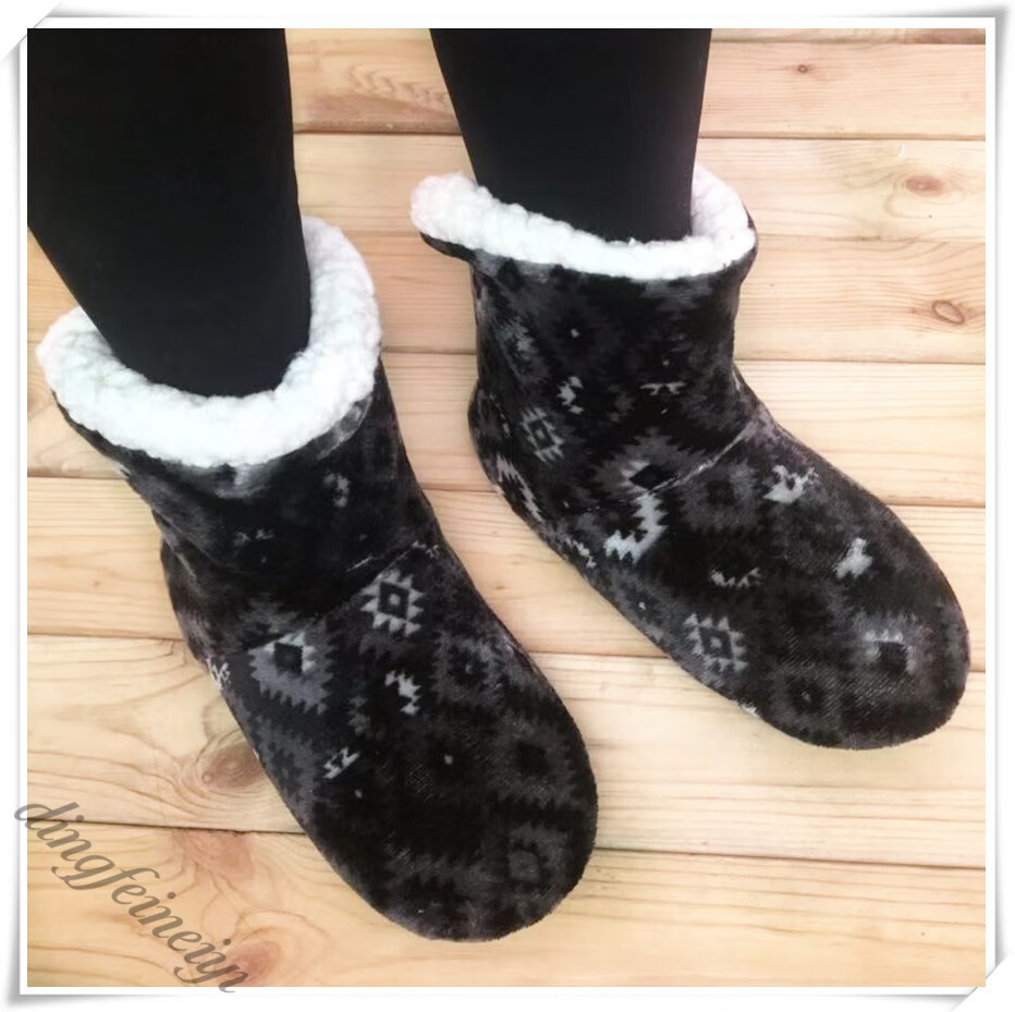 地板袜冬季成人男士防滑袜地板靴子加厚软底家居室内棉鞋早教暖迷彩男